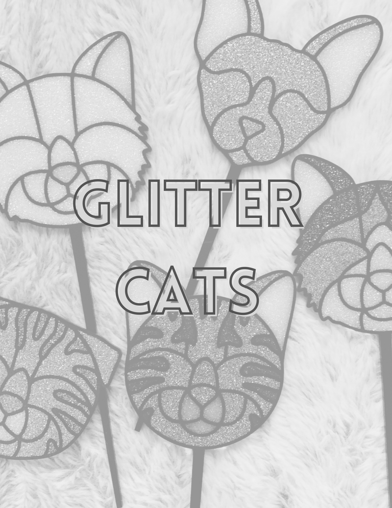 Glitter Plant Stakes- Cats